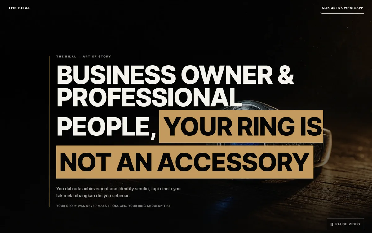 Landing page The Bilal untuk cincin